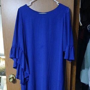 Self Esteem Royal Blue Blouse with Ruffled Sleeves